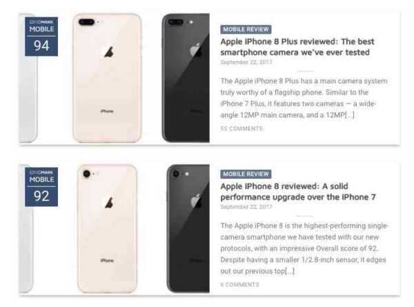 iPhone 8 Plus、モバイルのカメラ・ランキングで1位を獲得！