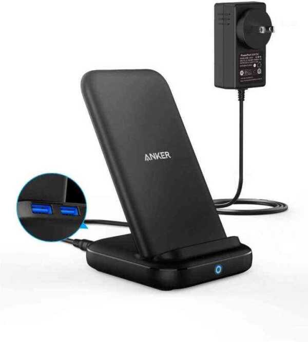 「Anker PowerWave 10 Stand with 2 USB-A Ports, ワイヤレス充電器 Qi 認証」がAmazonでタイムセール販売中！