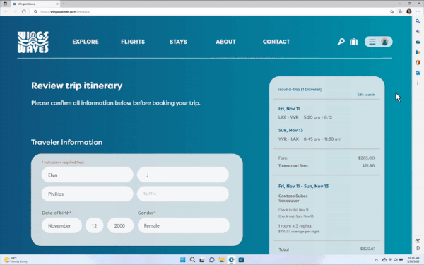 Microsoft Edge の新しいサイドバーはメールを表示可能